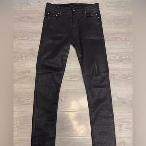Rick Owen's Tyrone cut metal-coated brushed wax jeans